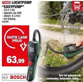 Promoties Bosch accu luchtpomp easypump - Bosch - Geldig van 20/03/2024 tot 31/03/2024 bij Hubo
