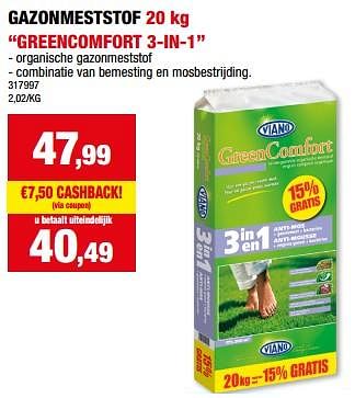 Promotions Gazonmeststof greencomfort 3-in-1 - Viano - Valide de 20/03/2024 à 31/03/2024 chez Hubo