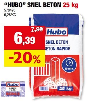 Promotions Hubo snel beton - Produit maison - Hubo  - Valide de 20/03/2024 à 31/03/2024 chez Hubo