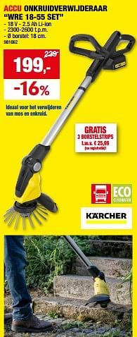 Promoties Kärcher accu onkruidverwijderaar wre 18-55 set - Kärcher - Geldig van 20/03/2024 tot 31/03/2024 bij Hubo