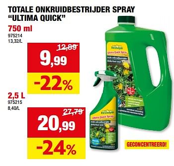 Promotions Totale onkruidbestrijder spray ultima quick - Ecostyle - Valide de 20/03/2024 à 31/03/2024 chez Hubo