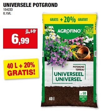 Promoties Universele potgrond - Agrofino - Geldig van 20/03/2024 tot 31/03/2024 bij Hubo