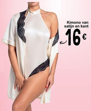 Promotions Kimono van satijn en kant - NoirSatine - Valide de 19/03/2024 à 30/03/2024 chez Cora
