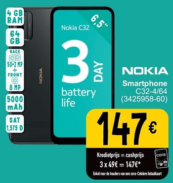 Promotions Nokia smartphone c32-4-64 - Nokia - Valide de 19/03/2024 à 30/03/2024 chez Cora
