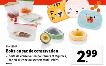 Promoties Boîte ou sac de conservation - Ernesto - Geldig van 27/03/2024 tot 02/04/2024 bij Lidl