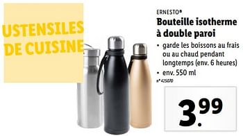 Promoties Bouteille isotherme à double paroi - Ernesto - Geldig van 27/03/2024 tot 02/04/2024 bij Lidl