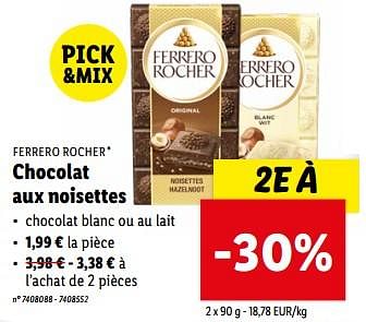 Promoties Chocolat aux noisettes - Ferrero - Geldig van 27/03/2024 tot 02/04/2024 bij Lidl