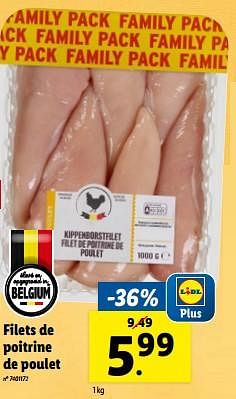 Promotions Filets de poitrine de poulet - Produit maison - Lidl - Valide de 27/03/2024 à 02/04/2024 chez Lidl