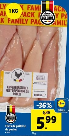 Promoties Filets de poitrine de poulet - Huismerk - Lidl - Geldig van 27/03/2024 tot 02/04/2024 bij Lidl