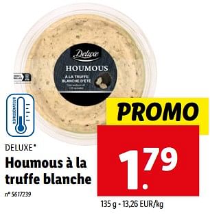 Promoties Houmous à la truffe blanche - Deluxe - Geldig van 27/03/2024 tot 02/04/2024 bij Lidl