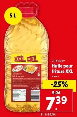 Promoties Huile pour friture xxl - Vita D'or - Geldig van 27/03/2024 tot 02/04/2024 bij Lidl