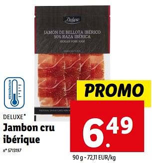 Promotions Jambon cru ibérique - Deluxe - Valide de 27/03/2024 à 02/04/2024 chez Lidl