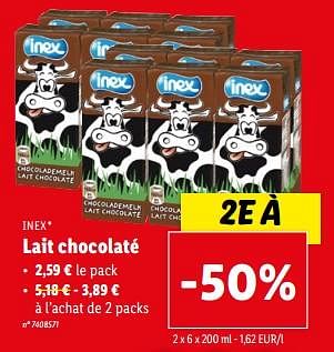 Promoties Lait chocolaté - Inex - Geldig van 27/03/2024 tot 02/04/2024 bij Lidl