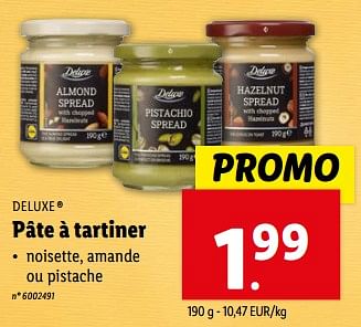 Promoties Pâte à tartiner - Deluxe - Geldig van 27/03/2024 tot 02/04/2024 bij Lidl
