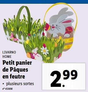 Promoties Petit panier de pâques en feutre - Livarno - Geldig van 27/03/2024 tot 02/04/2024 bij Lidl