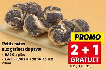 Promoties Petits pains aux graines de pavot - Huismerk - Lidl - Geldig van 27/03/2024 tot 02/04/2024 bij Lidl