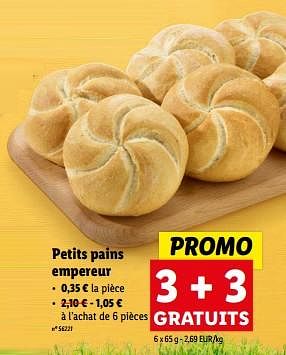 Promotions Petits pains empereur - Produit maison - Lidl - Valide de 27/03/2024 à 02/04/2024 chez Lidl