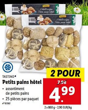 Promoties Petits pains hôtel - Tastino - Geldig van 27/03/2024 tot 02/04/2024 bij Lidl
