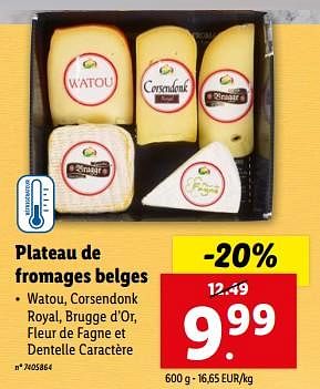 Promoties Plateau de fromages belges - Huismerk - Lidl - Geldig van 27/03/2024 tot 02/04/2024 bij Lidl