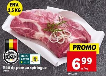 Promoties Rôti de porc au spiringue - Huismerk - Lidl - Geldig van 27/03/2024 tot 02/04/2024 bij Lidl