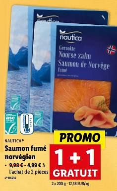 Promoties Saumon fumé norvégien - Nautica - Geldig van 27/03/2024 tot 02/04/2024 bij Lidl