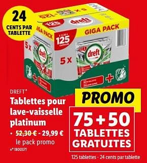 Promoties Tablettes pour lave-vaisselle platinum - Dreft - Geldig van 27/03/2024 tot 02/04/2024 bij Lidl