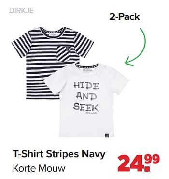 Promoties T-shirt stripes navy korte mouw - Dirkje Babywear - Geldig van 18/03/2024 tot 13/04/2024 bij Baby-Dump
