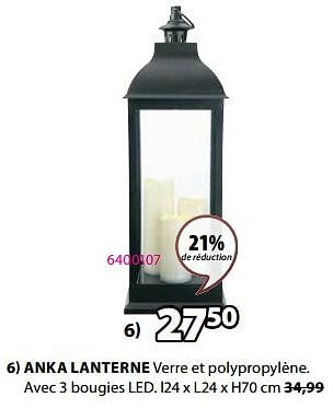 Promoties Anka lanterne - Huismerk - Jysk - Geldig van 18/03/2024 tot 07/04/2024 bij Jysk