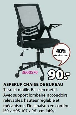 Promotions Asperup chaise de bureau - Produit Maison - Jysk - Valide de 18/03/2024 à 07/04/2024 chez Jysk