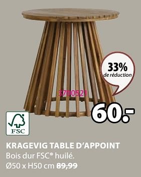 Promotions Kragevig table d’appoint - Produit Maison - Jysk - Valide de 18/03/2024 à 07/04/2024 chez Jysk