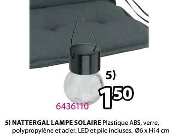 Promotions Nattergal lampe solaire - Produit Maison - Jysk - Valide de 18/03/2024 à 07/04/2024 chez Jysk