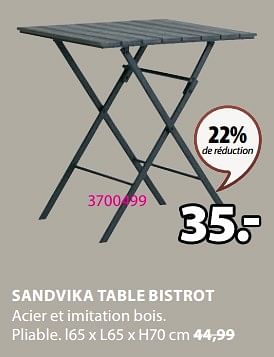 Promotions Sandvika table bistrot - Produit Maison - Jysk - Valide de 18/03/2024 à 07/04/2024 chez Jysk