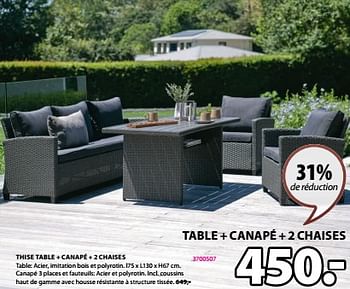 Promoties Thise table + canapé + 2 chaises - Huismerk - Jysk - Geldig van 18/03/2024 tot 07/04/2024 bij Jysk