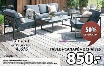 Promoties Vonge table + canapé + 2 chaises - Jutlandia - Geldig van 18/03/2024 tot 07/04/2024 bij Jysk
