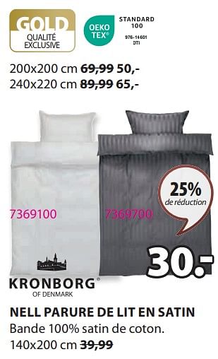 Promoties Nell parure de lit en satin - Kronborg - Geldig van 18/03/2024 tot 07/04/2024 bij Jysk