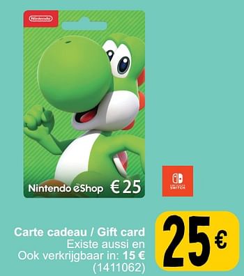 Promoties Carte cadeau - gift card - Nintendo - Geldig van 19/03/2024 tot 30/03/2024 bij Cora