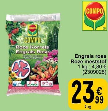 Promoties Engrais rose roze meststof - Compo - Geldig van 19/03/2024 tot 30/03/2024 bij Cora