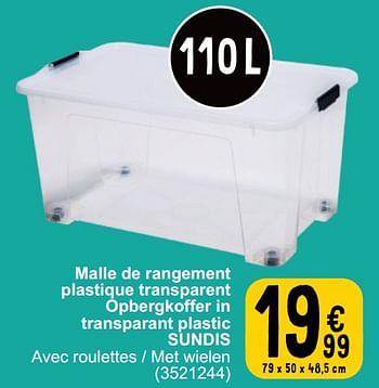 Promoties Malle de rangement plastique transparent opbergkoffer in transparant plastic sundis - Sundis - Geldig van 19/03/2024 tot 30/03/2024 bij Cora