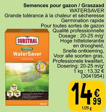 Promoties Semences pour gazon - graszaad watersaver - Substral - Geldig van 19/03/2024 tot 30/03/2024 bij Cora