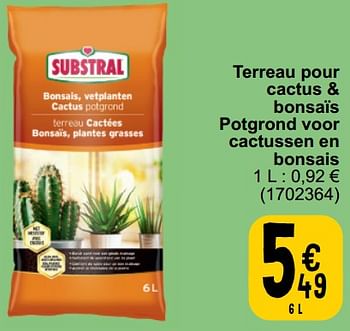 Promoties Terreau pour cactus + bonsaïs potgrond voor cactussen en bonsais - Substral - Geldig van 19/03/2024 tot 30/03/2024 bij Cora