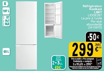 Promotions Réfrigérateur koelkast limit lidde267 - Limit - Valide de 19/03/2024 à 30/03/2024 chez Cora