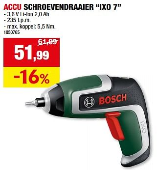 Promoties Bosch accu schroevendraaier ixo 7 - Bosch - Geldig van 20/03/2024 tot 31/03/2024 bij Hubo