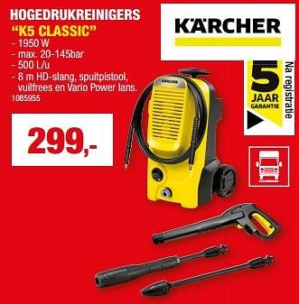 Promotions Kärcher hogedrukreinigers k5 classic - Kärcher - Valide de 20/03/2024 à 31/03/2024 chez Hubo