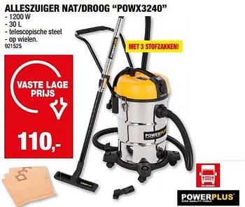 Promotions Powerplus alleszuiger nat droog powx3240 - Powerplus - Valide de 20/03/2024 à 31/03/2024 chez Hubo
