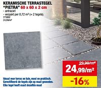 Keramische terrastegel pietra-Huismerk - Hubo 