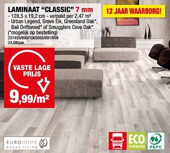 Promoties Laminaat classic - Eurohome - Geldig van 20/03/2024 tot 31/03/2024 bij Hubo