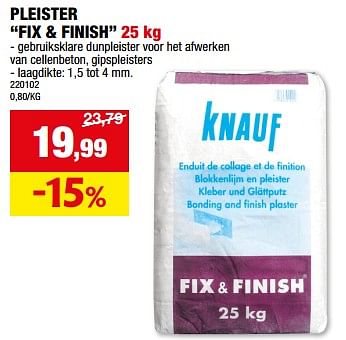Promotions Pleister fix + finish - Knauf - Valide de 20/03/2024 à 31/03/2024 chez Hubo