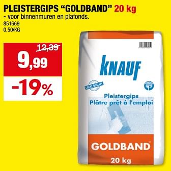 Promotions Pleistergips goldband - Knauf - Valide de 20/03/2024 à 31/03/2024 chez Hubo