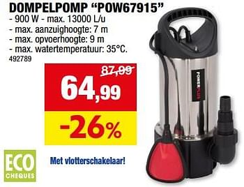 Promotions Powerplus dompelpomp pow67915 - Powerplus - Valide de 20/03/2024 à 31/03/2024 chez Hubo