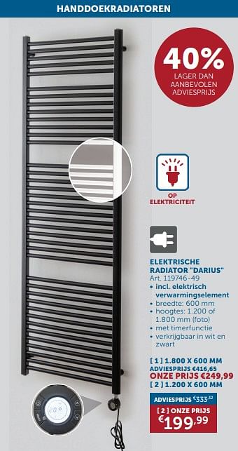Promoties Beauheat elektrische radiator darius - Beauheat - Geldig van 26/03/2024 tot 01/04/2024 bij Zelfbouwmarkt